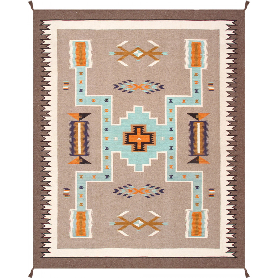 Pasargad - Tuscany Collection Flatweave Wool Area Rug in Mocha/Taupe, 98" x 120" (PNT-312 8x10)