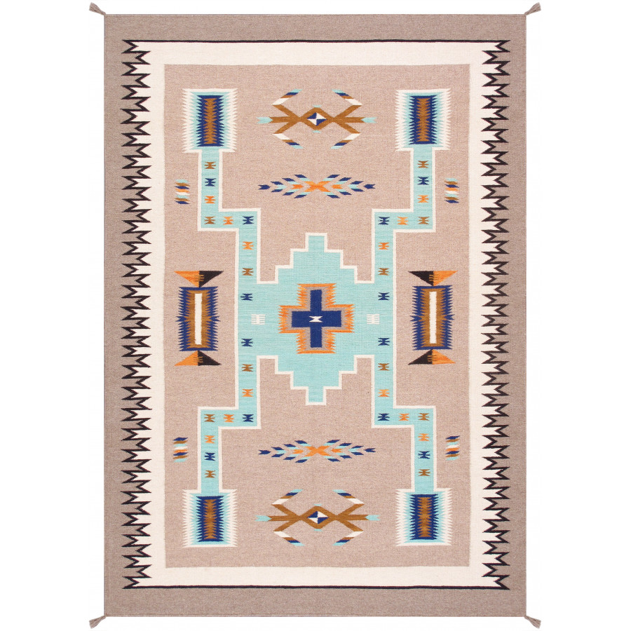 Pasargad - Tuscany Collection Flatweave Wool Area Rug in Mocha/Ivory, 74" x 108" (PNT-313 6x9)
