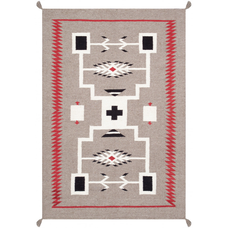 Pasargad - Tuscany Collection Flatweave Wool Area Rug in Mocha/Rust, 48" x 72" (PNT-315 4x6)