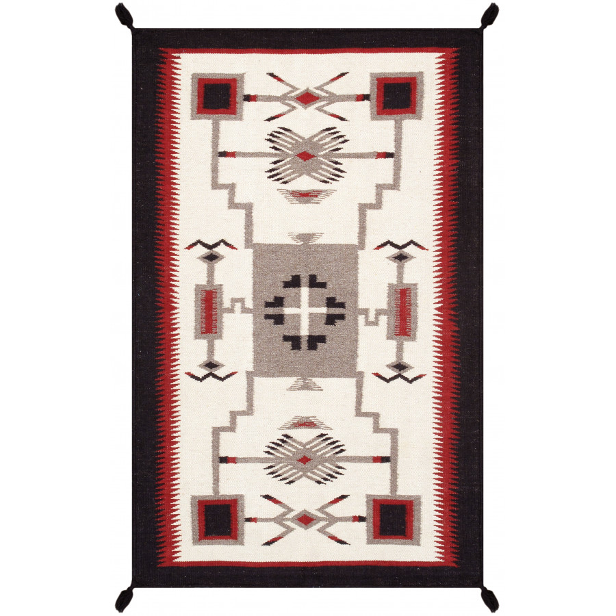 Pasargad Tuscany Collection Flatweave Wool Area Rug - Ivory/Black, 49" x 72" (PNT-319 4x6)