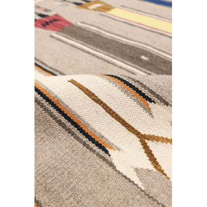 Pasargad Tuscany Collection Flatweave Wool Area Rug - Mocha/Multi, 49" x 72" (PNT-324 4x6)