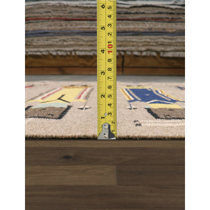 Pasargad Tuscany Collection Flatweave Wool Area Rug - Mocha/Multi, 49" x 72" (PNT-324 4x6)