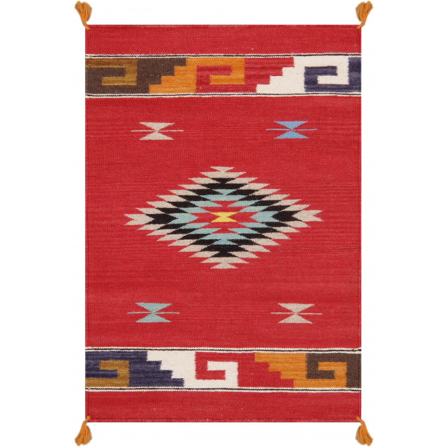 Pasargad - Tuscany Collection Flatweave Wool Area Rug in Red, 26" x 37" (PNT-327 2x3)
