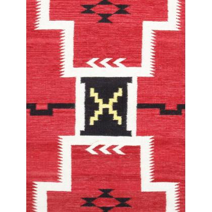 Pasargad - Tuscany Collection Flatweave Wool Area Rug in Red/Black, 75" x 106" (PNT-330 6x9)
