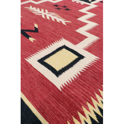 Pasargad - Tuscany Collection Flatweave Wool Area Rug in Red/Black, 75" x 106" (PNT-330 6x9)