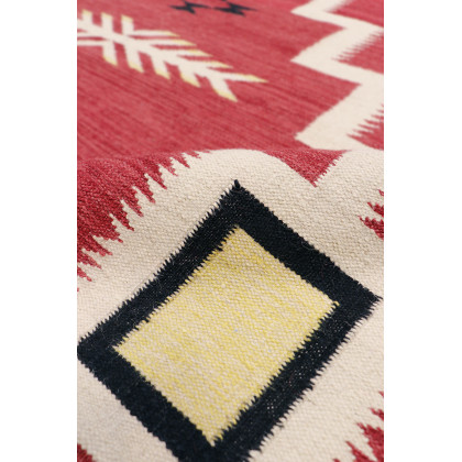 Pasargad - Tuscany Collection Flatweave Wool Area Rug in Red/Black, 75" x 106" (PNT-330 6x9)