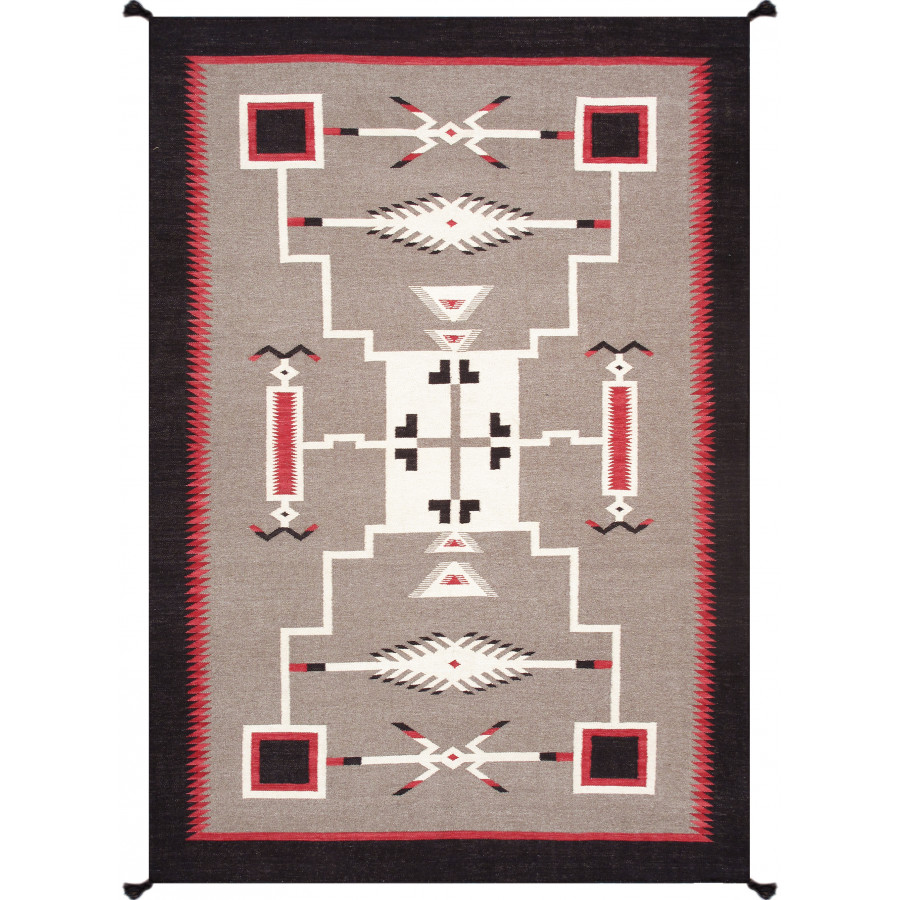 Pasargad - Tuscany Collection Flatweave Wool Area Rug in Mocha/Black, 74" x 106" (PNT-331 6x9)