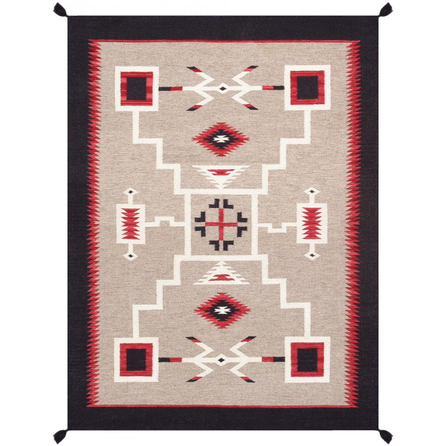Pasargad - Tuscany Collection Flatweave Wool Area Rug in Mocha/Black, 62" x 83" (PNT-334 5x7)