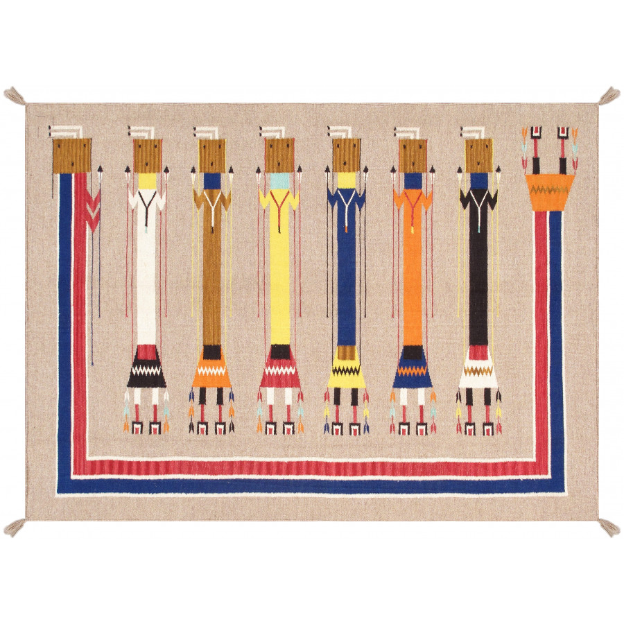 Pasargad - Tuscany Collection Flatweave Wool Area Rug in Mocha/Multi, 61" x 83" (PNT-336 5x7)