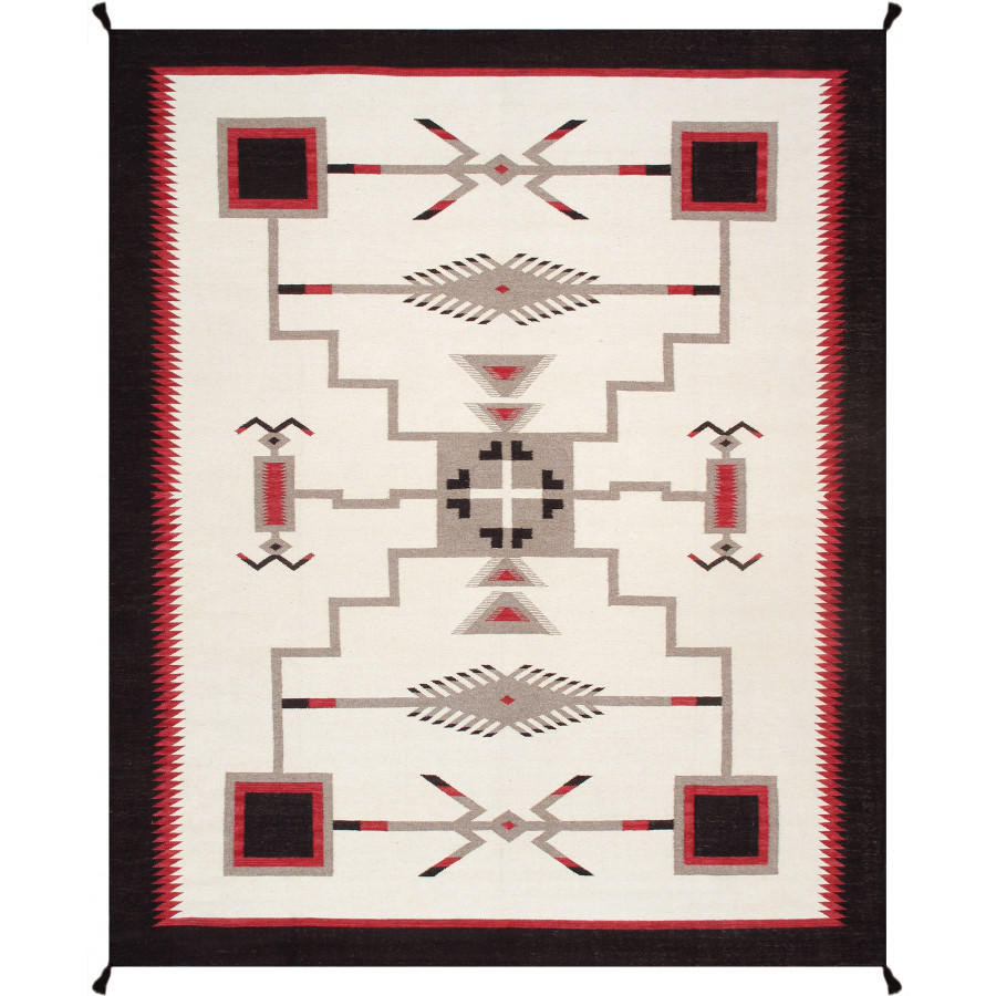 Pasargad - Tuscany Collection Flatweave Wool Area Rug in Ivory/Black, 98" x 118" (PNT-337 8x10)