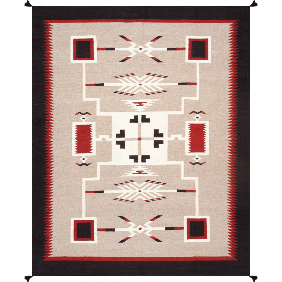 Pasargad - Tuscany Collection Flatweave Wool Area Rug in Mocha/Black, 97" x 118" (PNT-338 8x10)