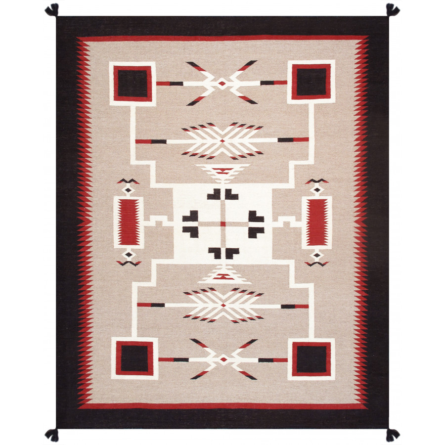 Pasargad - Tuscany Collection Flatweave Wool Area Rug in Ivory/Black, 98" x 118" (PNT-339 8x10)