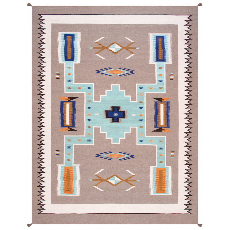 Pasargad - Tuscany Collection Flatweave Wool Area Rug in Mocha/Ivory, 108" x 143" (PNT-351 9x12)