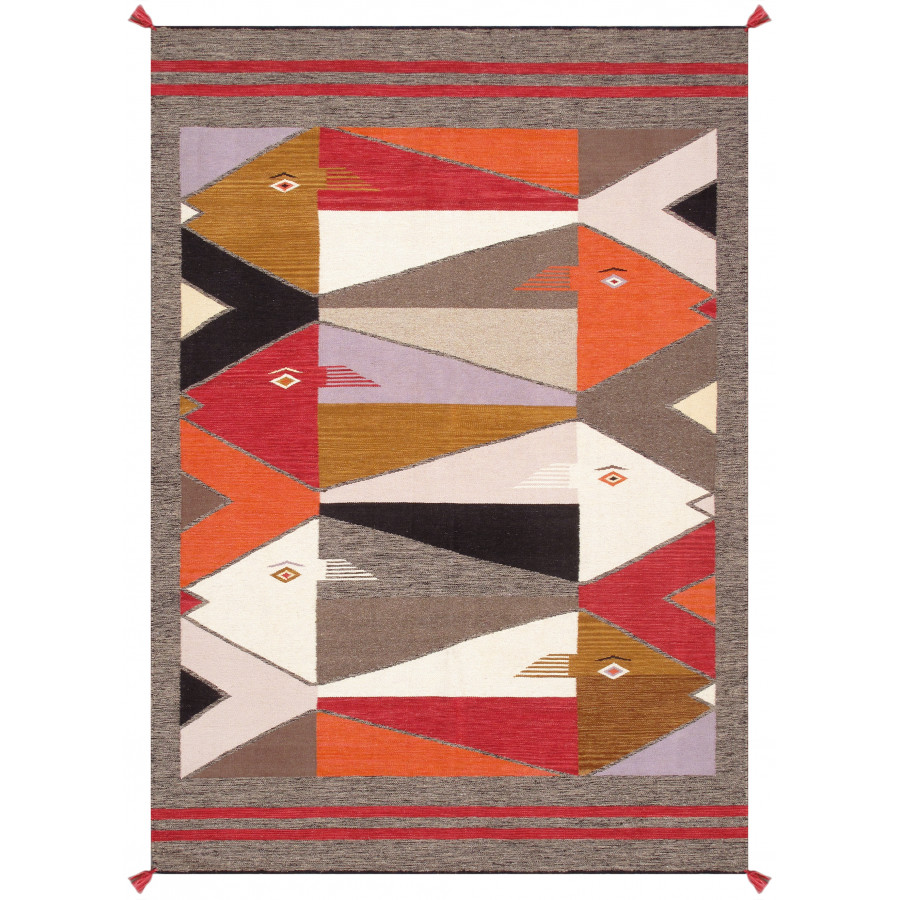 Pasargad - Tuscany Collection Flatweave Wool Area Rug in Multi, 62" x 87" (PNT-352 5x7)