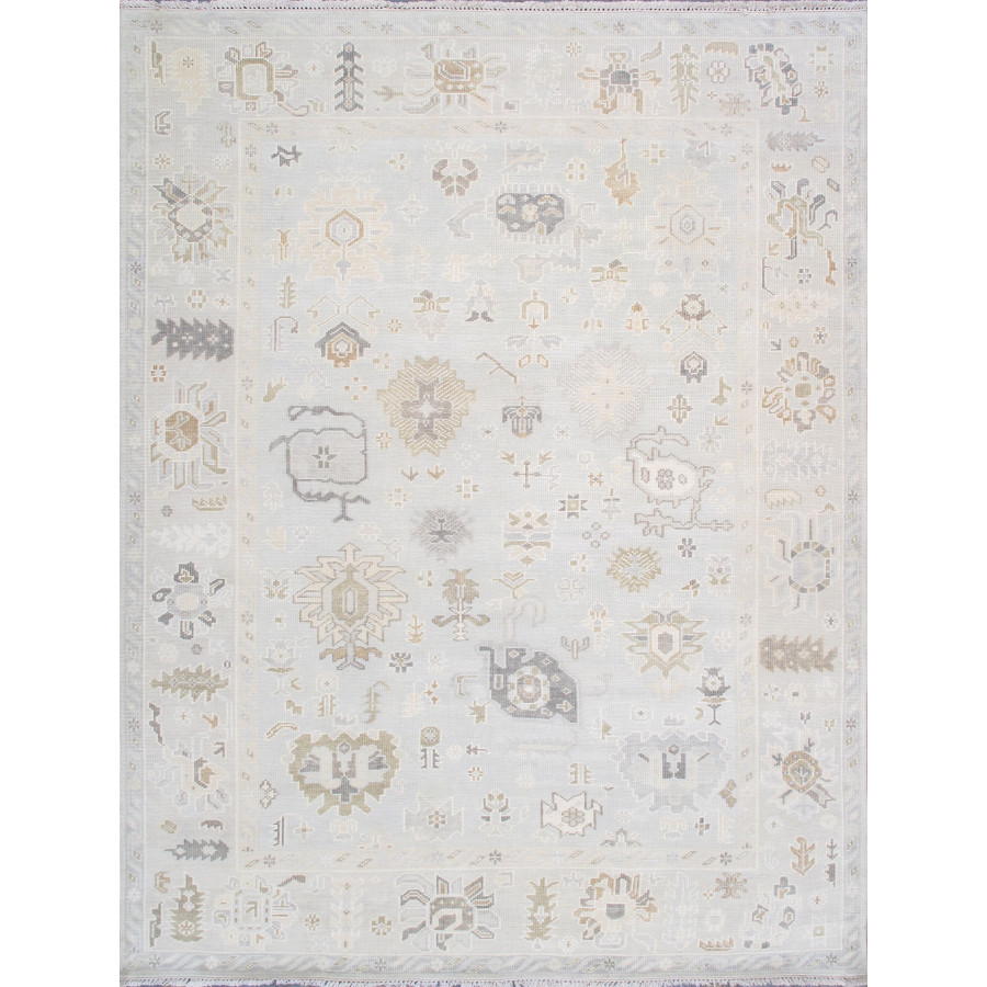 Pasargad - Oushak Collection Hand-Knotted Wool Area Rug in Blue/Gray, 93" x 118" (POK-06 8x10)