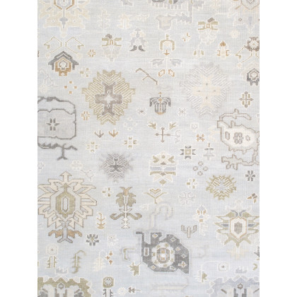Pasargad - Oushak Collection Hand-Knotted Wool Area Rug in Blue/Gray, 93" x 118" (POK-06 8x10)