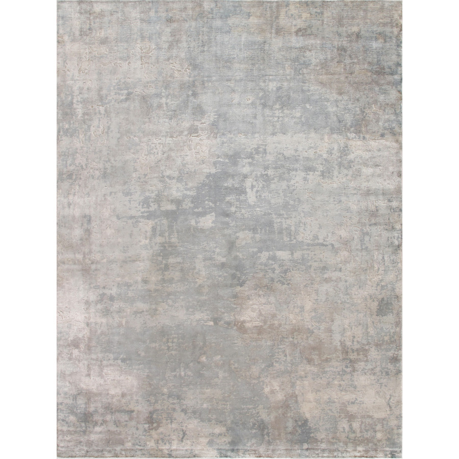 Pasargad Beverly Collection Hand-Loomed Bamboo Silk Area Rug - Silver/Blue, 144" x 180" (pop-8010 12x15)