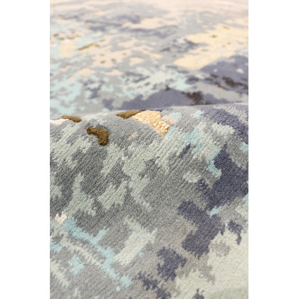 Pasargad Modern Collection Hand-Knotted Silk/Wool Area Rug - Taupe/Turquoise, 123" x 171" (POPE-52 10x14)
