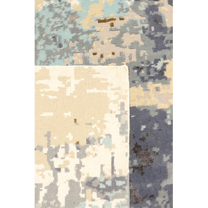 Pasargad Modern Collection Hand-Knotted Silk/Wool Area Rug - Taupe/Turquoise, 123" x 171" (POPE-52 10x14)