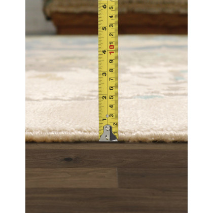 Pasargad Modern Collection Hand-Knotted Silk/Wool Area Rug - Taupe/Turquoise, 123" x 171" (POPE-52 10x14)