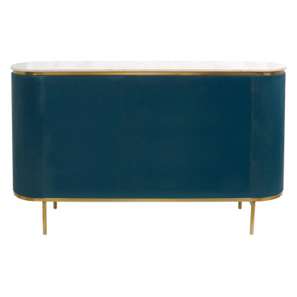 Pasargad - Theodore Green Sideboard, 6 Drawers and Gold Polished Metal Frame