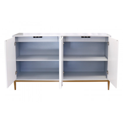 Pasargad Annabelle Sideboard With 4 Floral Doors, 2 Drawers and Bronze Metal Frame