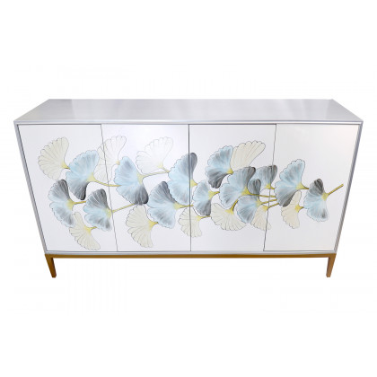 Pasargad Annabelle Sideboard With 4 Floral Doors, 2 Drawers and Bronze Metal Frame