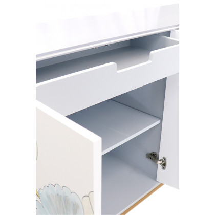 Pasargad Annabelle Sideboard With 4 Floral Doors, 2 Drawers and Bronze Metal Frame