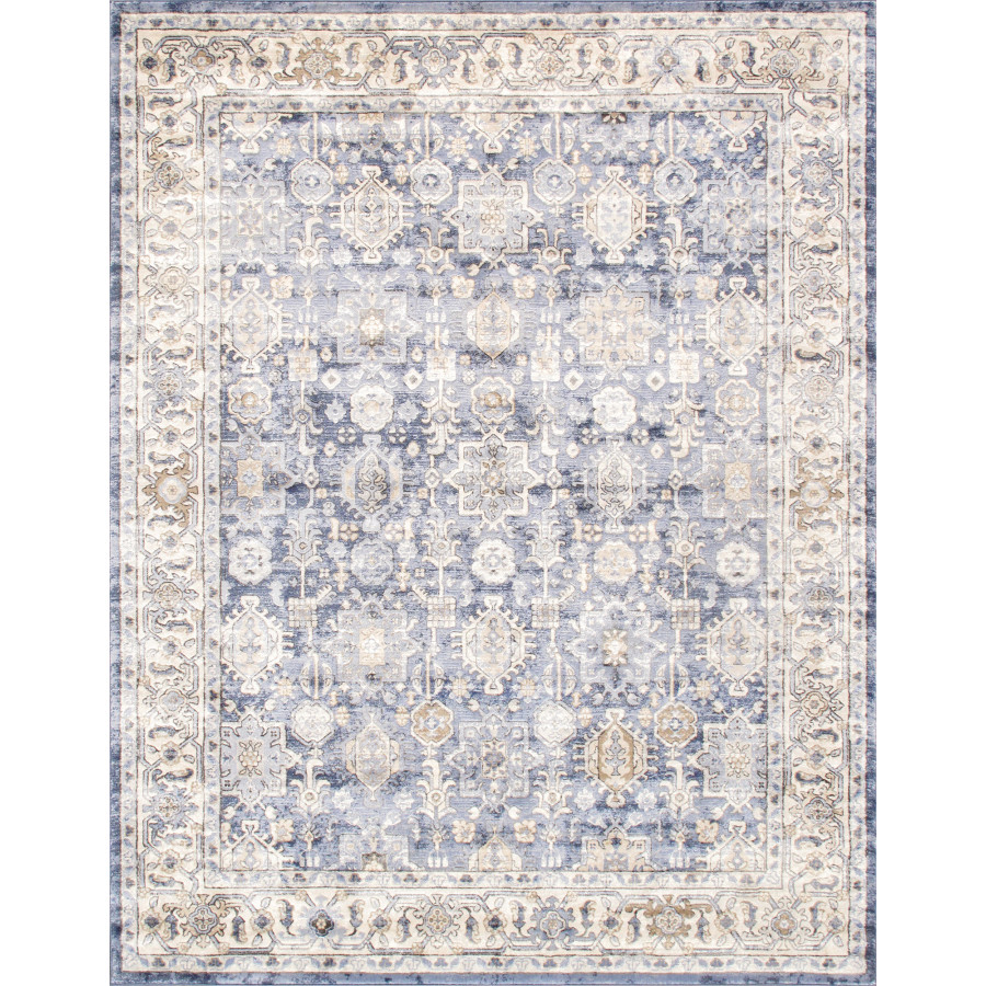 Pasargad - Amadeus Collection Power-Loomed Polypropylene/Polyester Area Rug in Blue/Ivory, 60" x 84" (prc-1022bi 5x7)