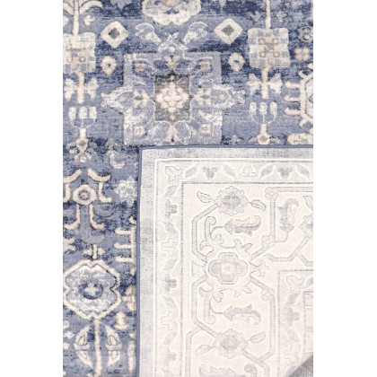 Pasargad - Amadeus Collection Power-Loomed Polypropylene/Polyester Area Rug in Blue/Ivory, 60" x 84" (prc-1022bi 5x7)
