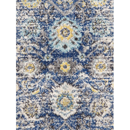 Pasargad Chelsea Collection Power-Loomed Polypropylene/Polyester Area Rug - Navy/Ivory, 32" x 96" (prc-5586n 2.08x8)
