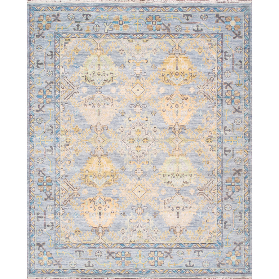 Pasargad - Oushak Collection Hand-Knotted Wool Area Rug in L. Blue, 97" x 117" (PRE-10073 8X10)