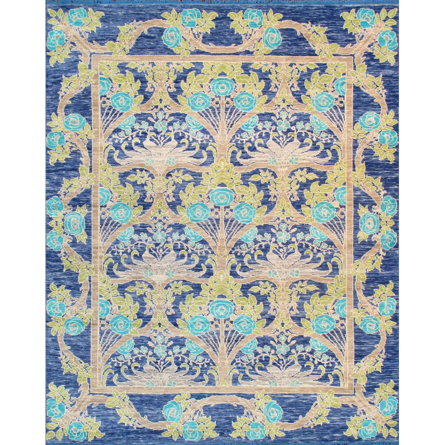 Pasargad - Oushak Collection Fine Wool Area Rug in Blue, 95" x 117" (PRE-13 8X10)