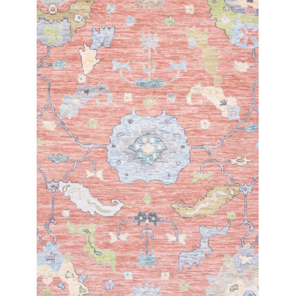 Pasargad - Oushak Collection Hand-Knotted Wool Area Rug in Coral/Ivory, 123" x 166" (PRE-9321 10x14)