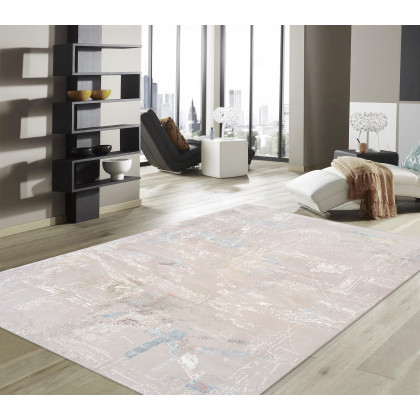 Pasargad Modern Collection Hand-Knotted Silk/Wool Area Rug - Silver/Multi, 110" x 146" (prj-35 9x12)