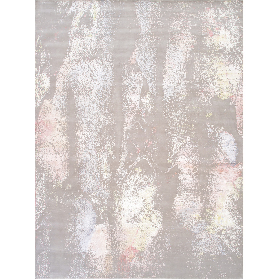 Pasargad - Modern Collection Hand-Knotted Silk/Wool Area Rug in Taupe/Multi, 108" x 146" (prj-71 9x12)