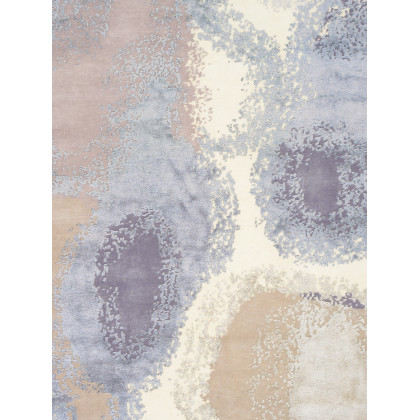 Pasargad - Modern Collection Hand-Knotted Silk/Wool Area Rug in Ivory/Blue, 109" x 146" (prj-72 9x12)