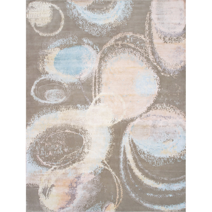 Pasargad - Modern Collection Hand-Knotted Silk/Wool Area Rug in Ivory/Gray, 110" x 146" (prj-73 9x12)