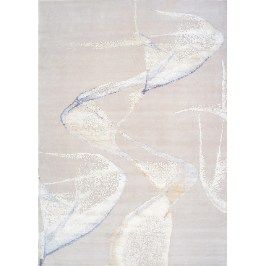 Pasargad - Modern Collection Hand-Knotted Silk/Wool Area Rug in Gray/Ivory, 122" x 172" (prj-75 10x14)