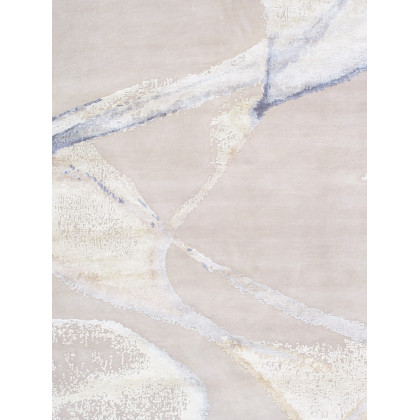 Pasargad - Modern Collection Hand-Knotted Silk/Wool Area Rug in Gray/Ivory, 122" x 172" (prj-75 10x14)