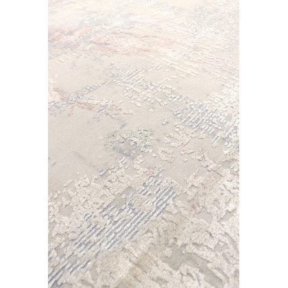 Pasargad Modern Collection Hand-Knotted Silk/Wool Area Rug - Beige/Gray, 110" x 147" (prj-8d 9x12)