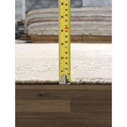 Pasargad Modern Collection Hand-Knotted Silk/Wool Area Rug - Beige/Gray, 110" x 147" (prj-8d 9x12)