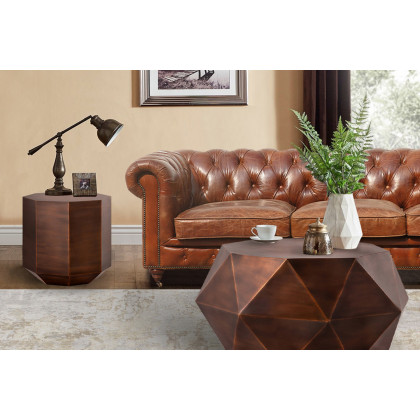 Pasargad Kronos Diamond Shape Iron Coffee Table - Copper