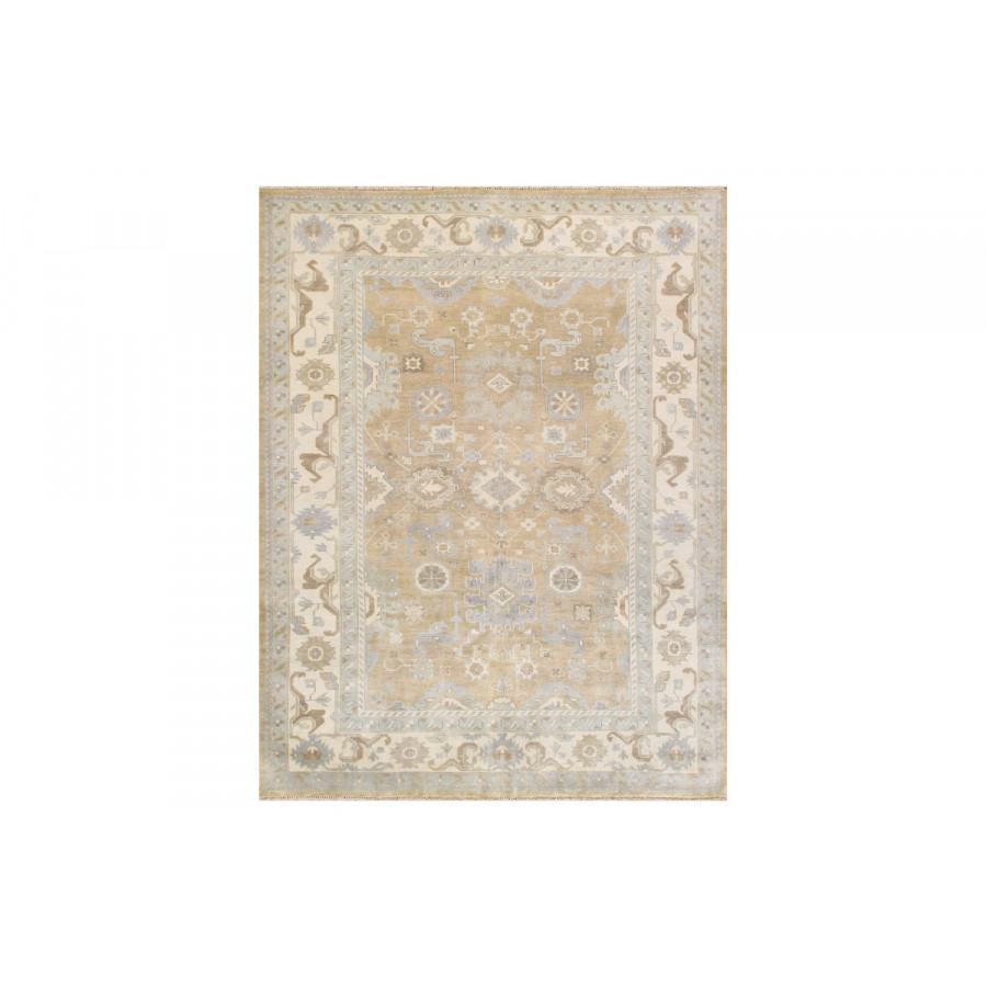 Pasargad Oushak Collection Hand-Knotted L. Gold Lamb's Wool Area Rug (PS-2 L.GOLD 9X12) - 109'' x 143''