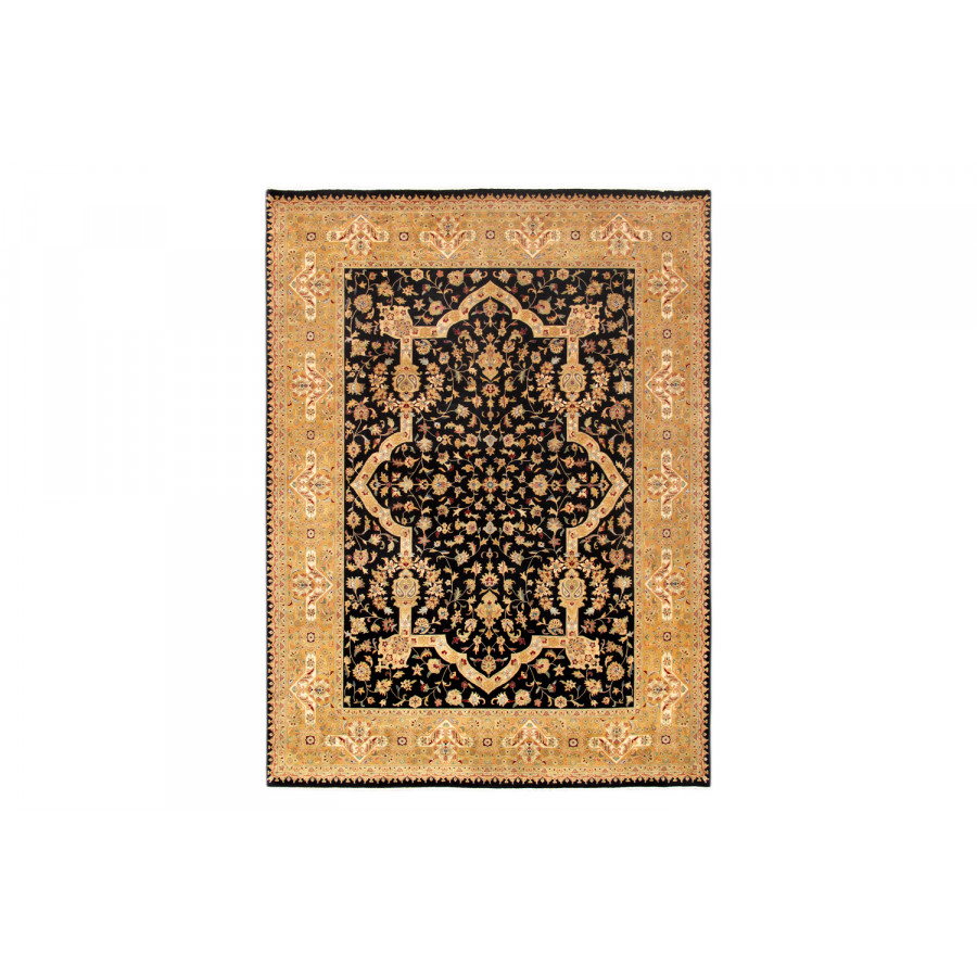 Pasargad Tabriz Collection Hand-Knotted Lamb's Wool Area Rug (PS-20 BLACK 9X12) - 108'' x 142''