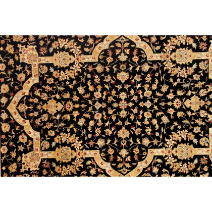 Pasargad Tabriz Collection Hand-Knotted Lamb's Wool Area Rug (PS-20 BLACK 9X12) - 108'' x 142''
