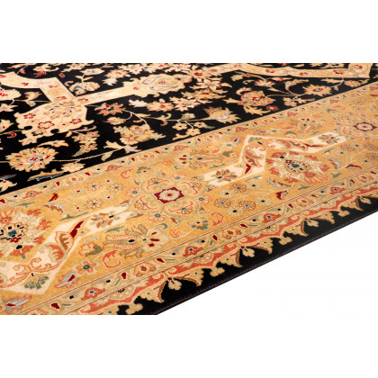 Pasargad Tabriz Collection Hand-Knotted Lamb's Wool Area Rug (PS-20 BLACK 9X12) - 108'' x 142''