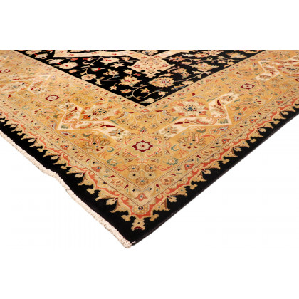 Pasargad Tabriz Collection Hand-Knotted Lamb's Wool Area Rug (PS-20 BLACK 9X12) - 108'' x 142''