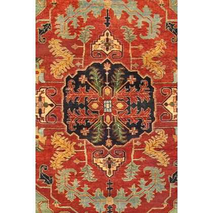 Pasargad Serapi Collection Hand-Knotted Rust/Navy Wool Area Rug (PS-30 5X7) - 62'' x 82''
