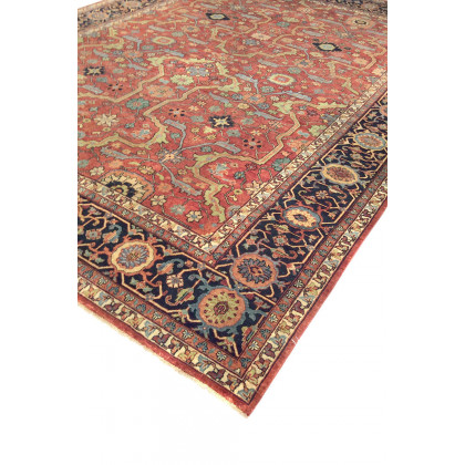 Pasargad Ferehan Collection Hand-Knotted Rust/Navy Wool Area Rug (PS-36 10X14) - 122'' x 169''
